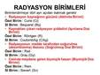 Radyasyon Birimleri Türleri ve Özellikleri